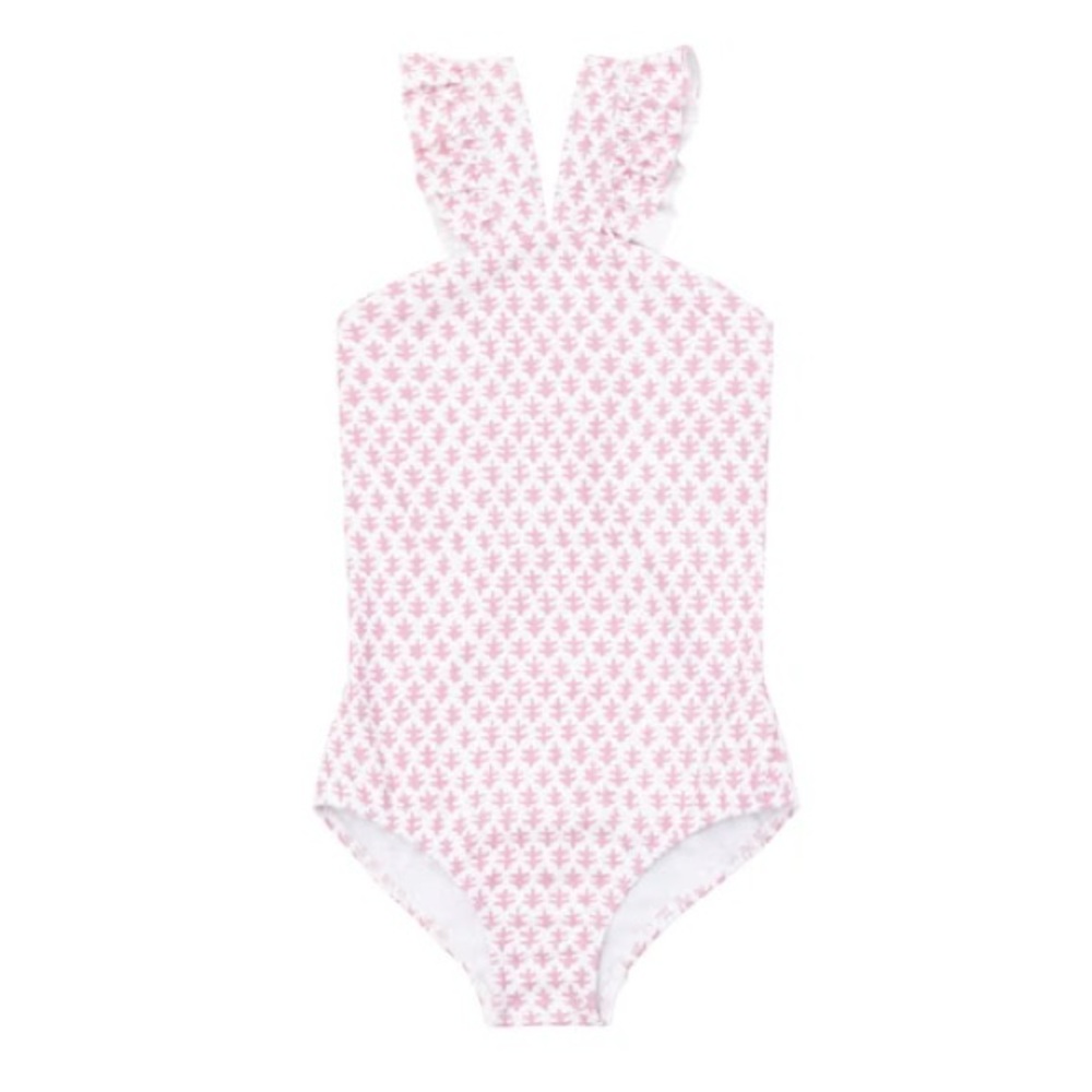 minnow x sister parish girls nectar leaf v-neck crossover one piece - size 2T